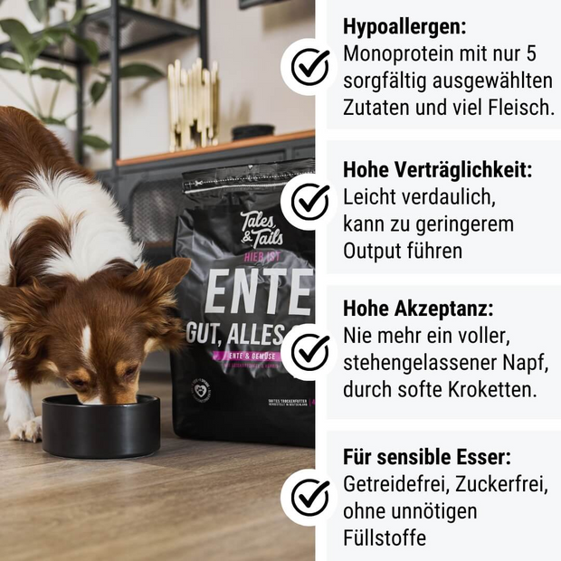Softes Trockenfutter mit Ente und Gemüse