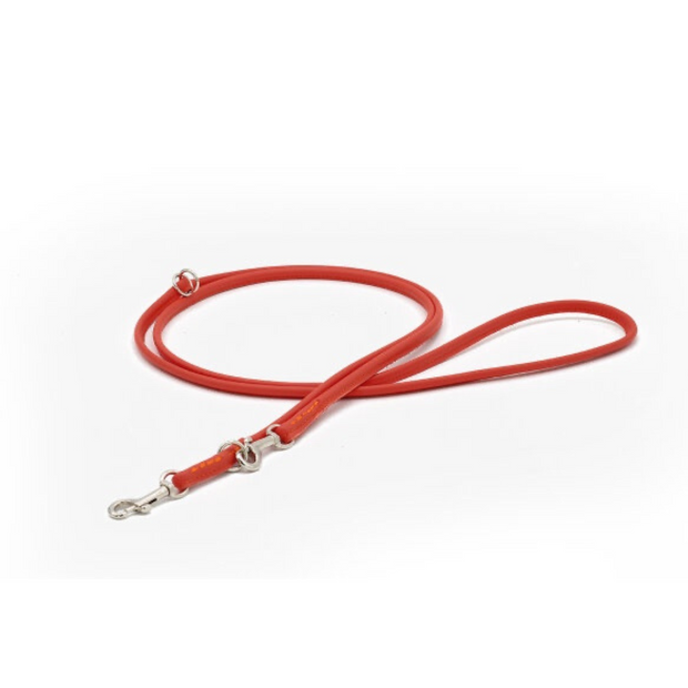 Lederleine rundgenäht orange / silber