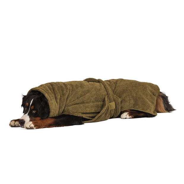 Hundebademantel Olive